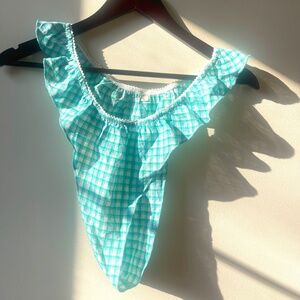 Gingham Fashion Brand Company panty, blue/teal& white, Very Large